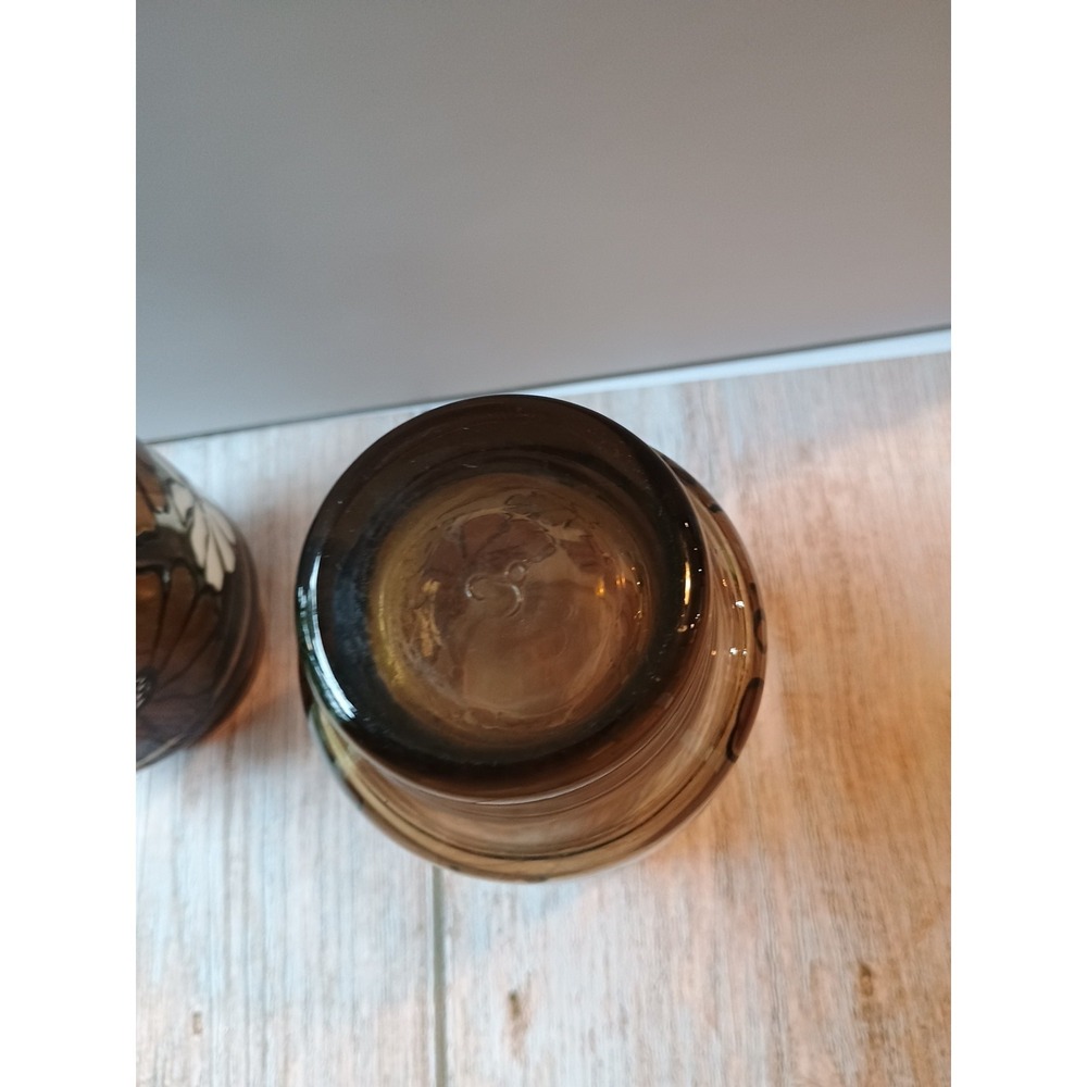 Vintage Libbey Camellia Tawney Glasses Brown Daisy Tumbler Juice Amber- 2 - Picture 6 of 6